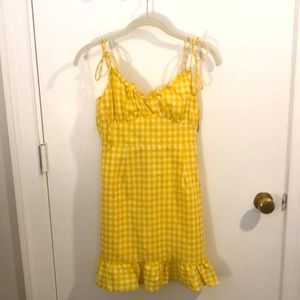 Yellow Checkered Mini Dress